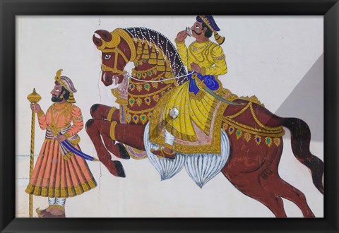 Framed Wall Mural of horse and rider in the City Palace, Rajasthan, India Print