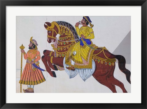 Framed Wall Mural of horse and rider in the City Palace, Rajasthan, India Print