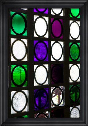 Framed Stained Glass Windows of 17th Century Braganca House, India Print