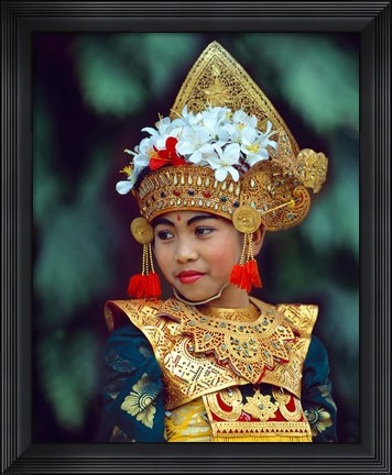 Framed Young Balinese Dancer in Traditional Costume, Bali, Indonesia Print