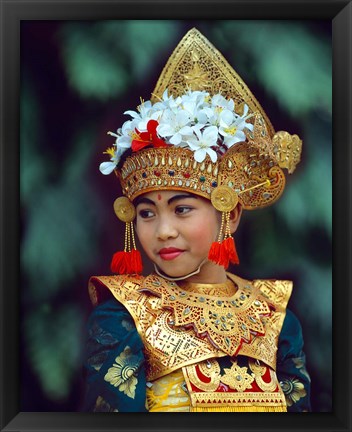 Framed Young Balinese Dancer in Traditional Costume, Bali, Indonesia Print