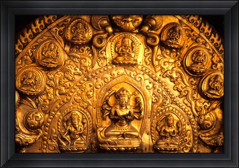 Framed Gold Sculpture Artwork in Bali, Indonesia Print