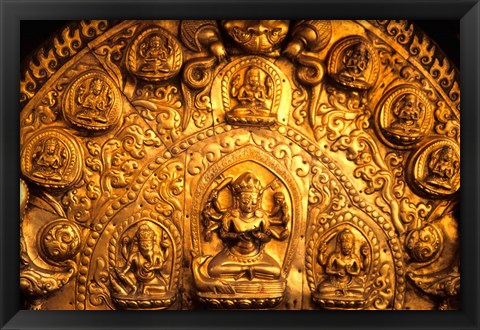 Framed Gold Sculpture Artwork in Bali, Indonesia Print
