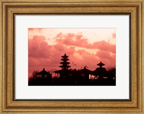 Framed Sunset at the Temple by the Sea, Tenah Lot, Bali, Indonesia Print