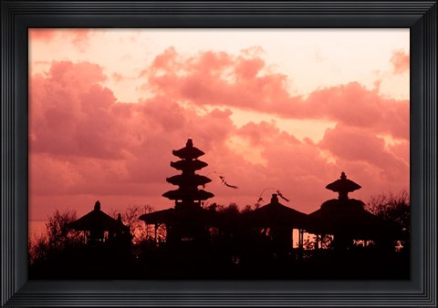Framed Sunset at the Temple by the Sea, Tenah Lot, Bali, Indonesia Print