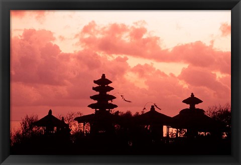 Framed Sunset at the Temple by the Sea, Tenah Lot, Bali, Indonesia Print