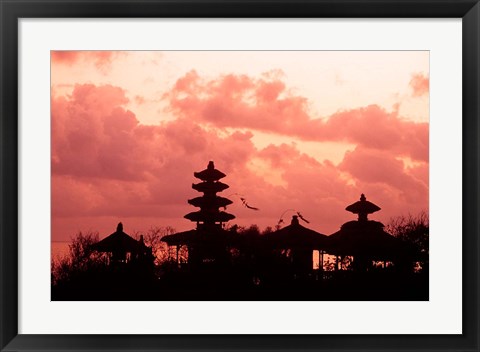 Framed Sunset at the Temple by the Sea, Tenah Lot, Bali, Indonesia Print