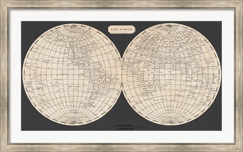 Framed Map of the World, 1812 Print