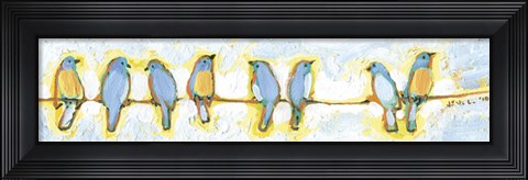 Framed Eight Little Bluebirds Print