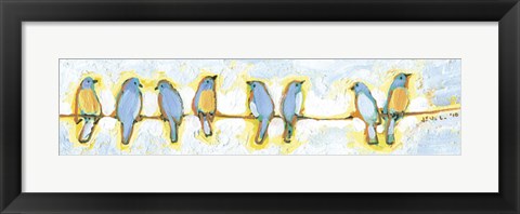 Framed Eight Little Bluebirds Print