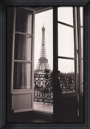 Framed Eiffel Tower through French Doors Print