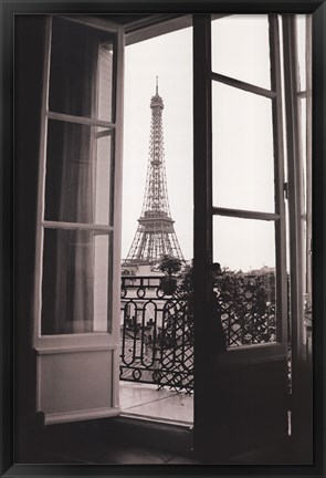 Framed Eiffel Tower through French Doors Print