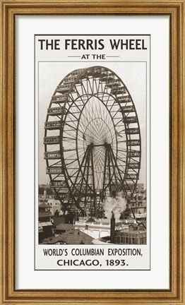 Framed Ferris Wheel, 1893 Print