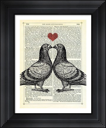 Framed Pigeons in Love Print