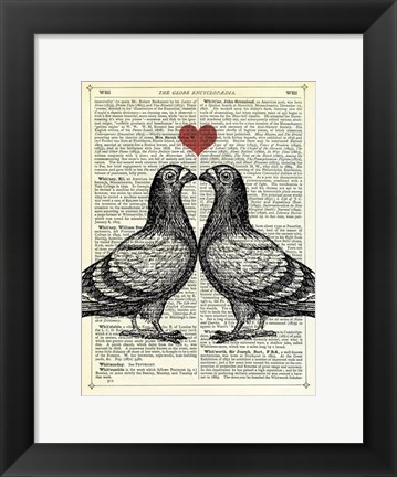 Framed Pigeons in Love Print