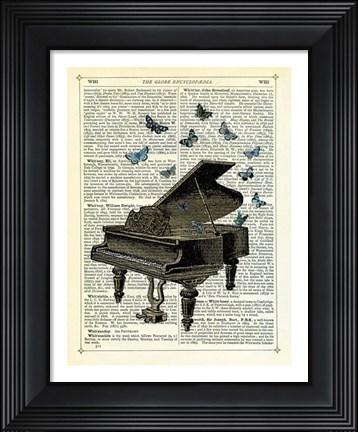 Framed Piano &amp; Butterflies Print