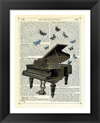 Framed Piano &amp; Butterflies Print