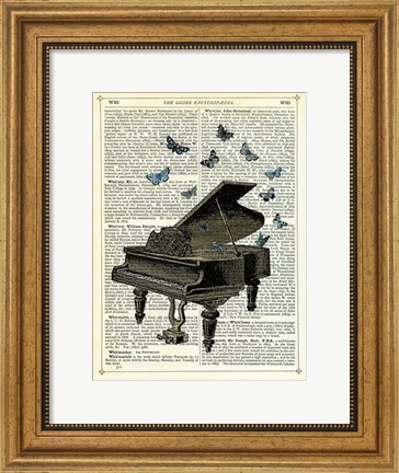 Framed Piano &amp; Butterflies Print