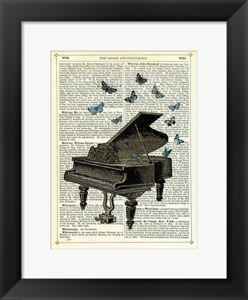 Framed Piano &amp; Butterflies Print