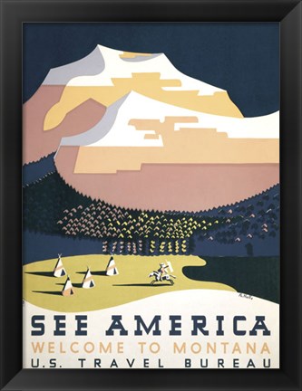 Framed See America - Welcome to Montana I Print