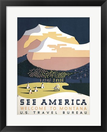 Framed See America - Welcome to Montana I Print