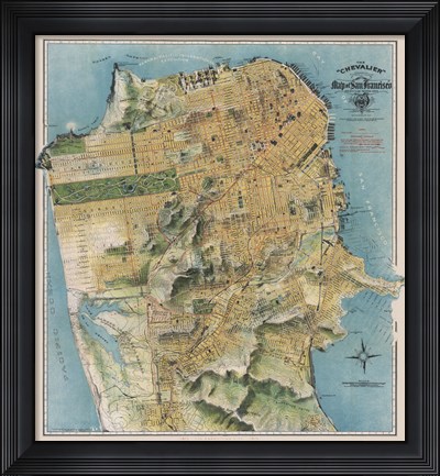 Framed Map of San Francisco, California, 1912 Print