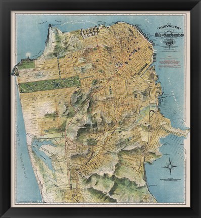 Framed Map of San Francisco, California, 1912 Print