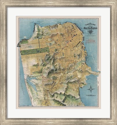 Framed Map of San Francisco, California, 1912 Print