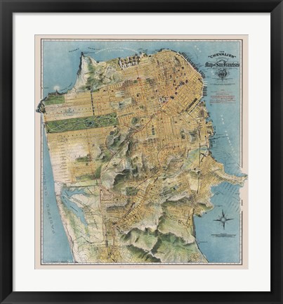 Framed Map of San Francisco, California, 1912 Print