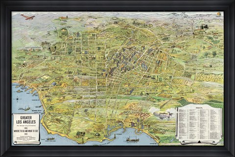 Framed Greater Los Angeles, California, 1932 Print