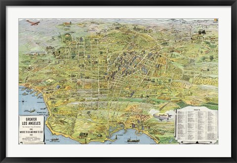 Framed Greater Los Angeles, California, 1932 Print