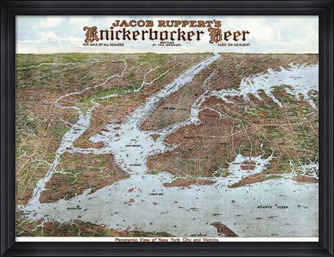 Framed Panoramic View of New York City and Vicinity, 1912 Print