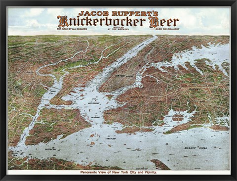 Framed Panoramic View of New York City and Vicinity, 1912 Print