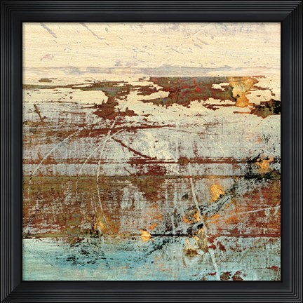 Framed Barn Blue Square II Print