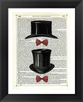 Framed Top Hat &amp; Bow Ties Print