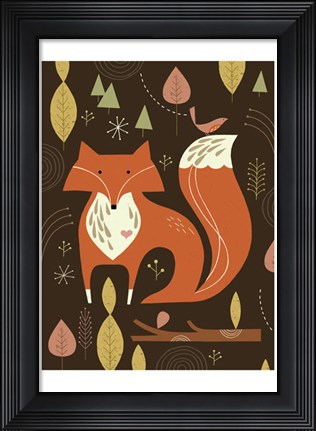 Framed Fox in the Woods Print