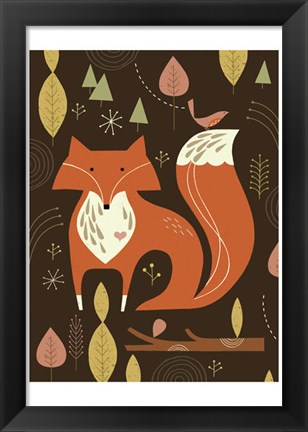 Framed Fox in the Woods Print