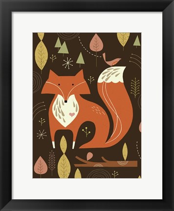 Framed Fox in the Woods Print