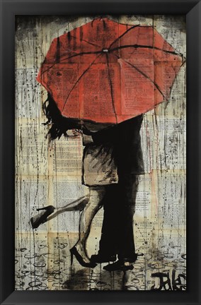 Framed Red Umbrella Print