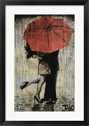 Framed Red Umbrella Print