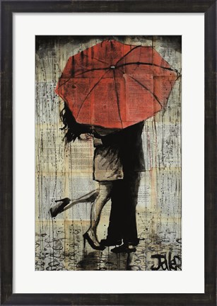 Framed Red Umbrella Print