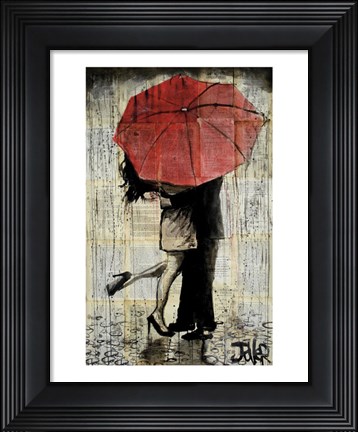 Framed Red Umbrella Print