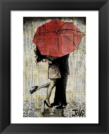 Framed Red Umbrella Print