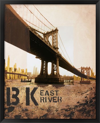 Framed East River &amp; Manhattan Bridge Print