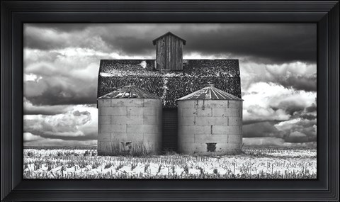 Framed Two Corn Cribs Print