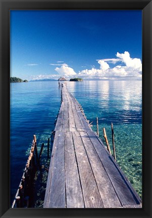 Framed Wooden Jetty Extending off Kadidiri Island, Togian Islands, Sulawesi Print