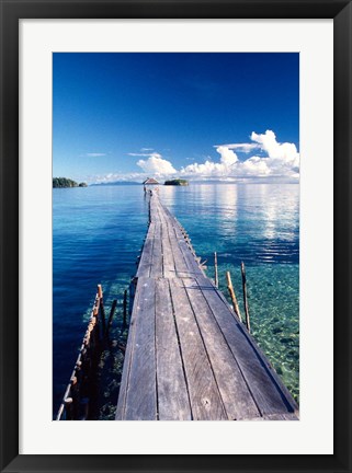 Framed Wooden Jetty Extending off Kadidiri Island, Togian Islands, Sulawesi Print