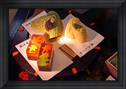 Framed Display of Autumn seasonal sweets, Tokyo, Japan Print