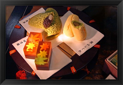 Framed Display of Autumn seasonal sweets, Tokyo, Japan Print