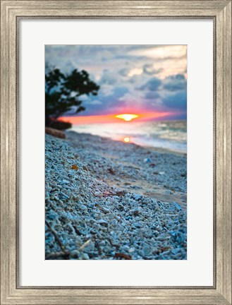 Framed Gili Islands, Indonesia, Sunset along the beach Print